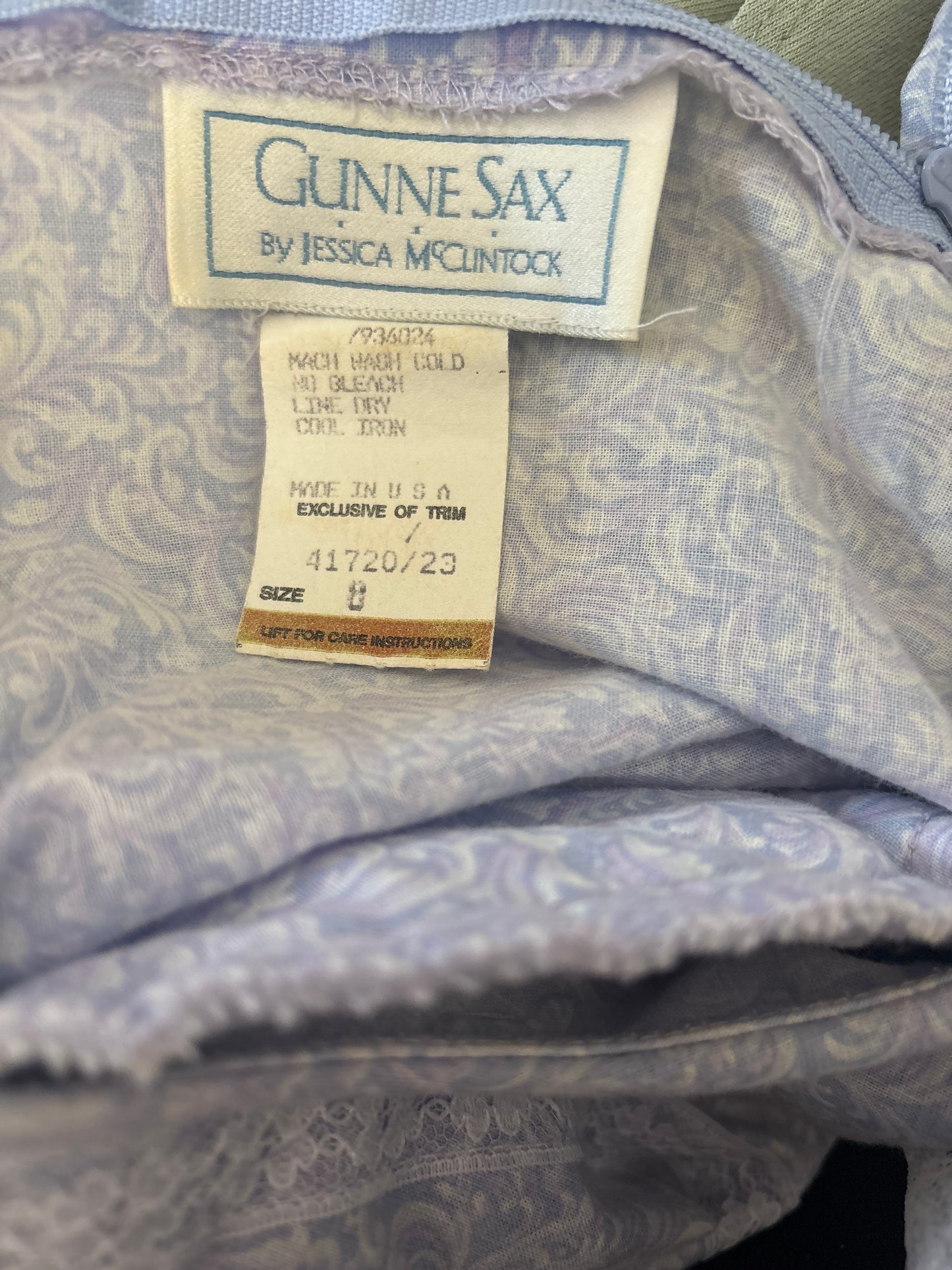 Vintage Gunne Sax tea length prairie dress in light blue, view 4