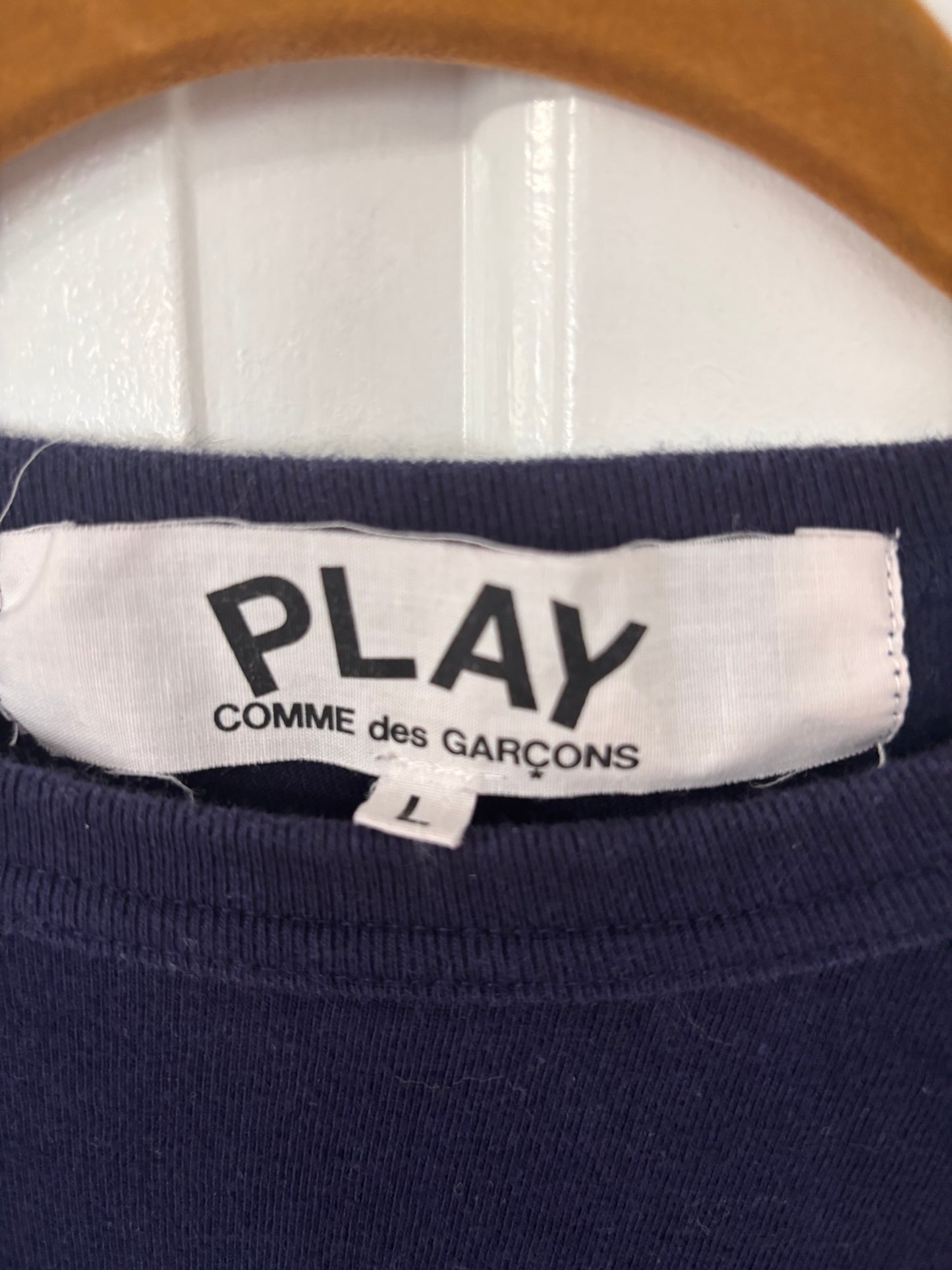 Comme des Garcons PLAY heart logo tee in size large — view 5