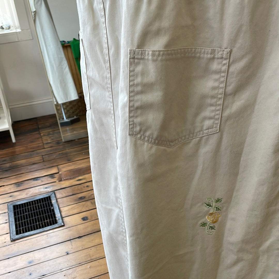 Carolina Blues embroidered khaki dress