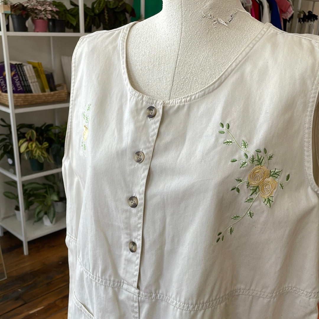 Carolina Blues embroidered khaki dress