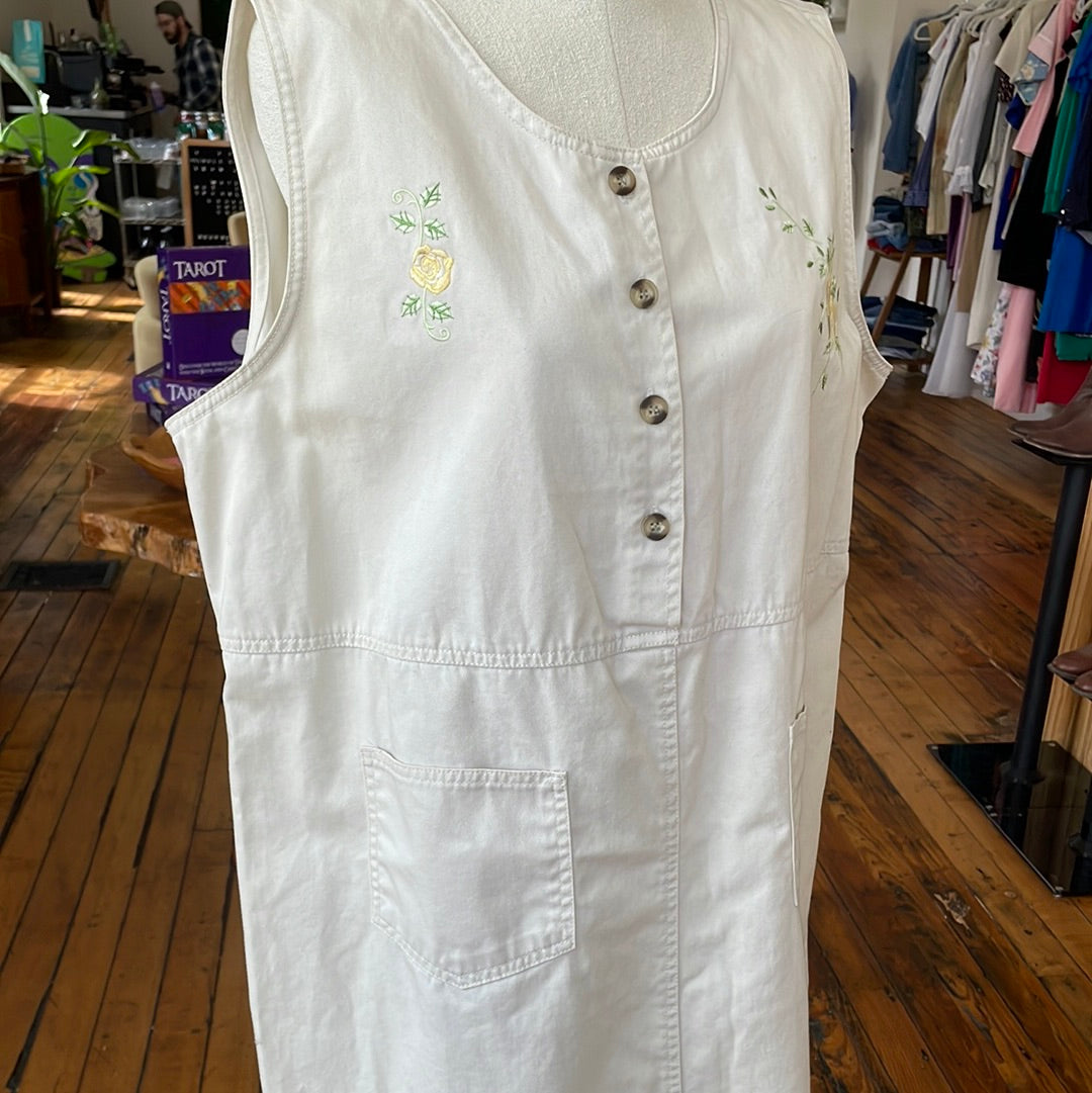 Carolina Blues embroidered khaki dress