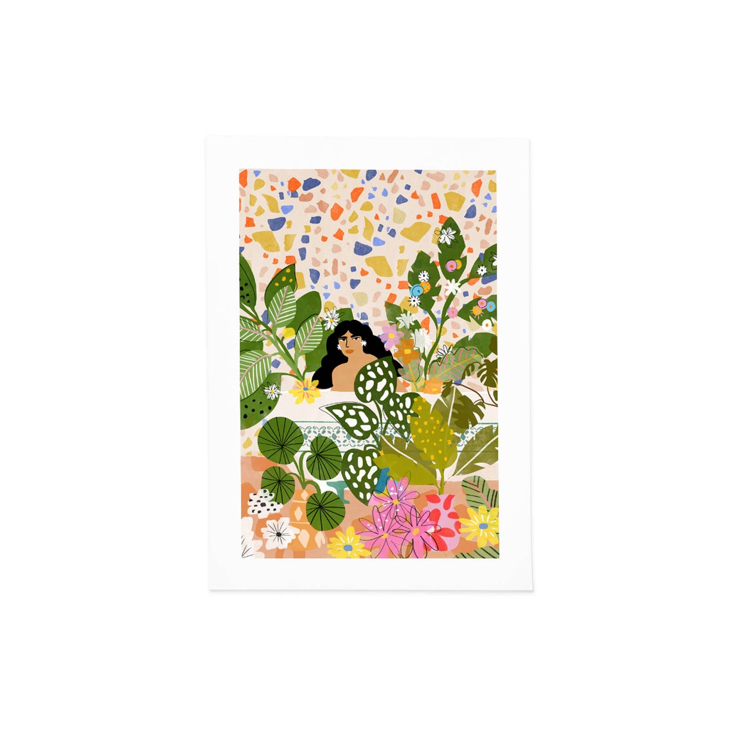 Bathing with Flowers Art Print