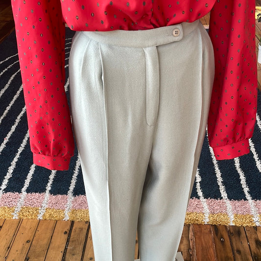 Vintage pleated green trousers, 29 by 27 inches — view 2