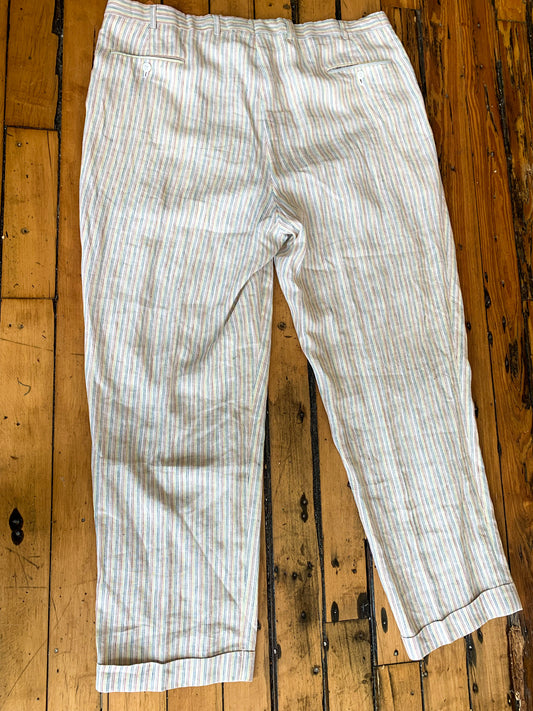 Vintage rainbow pinstripe pleated pants, 42-inch waist — view 2