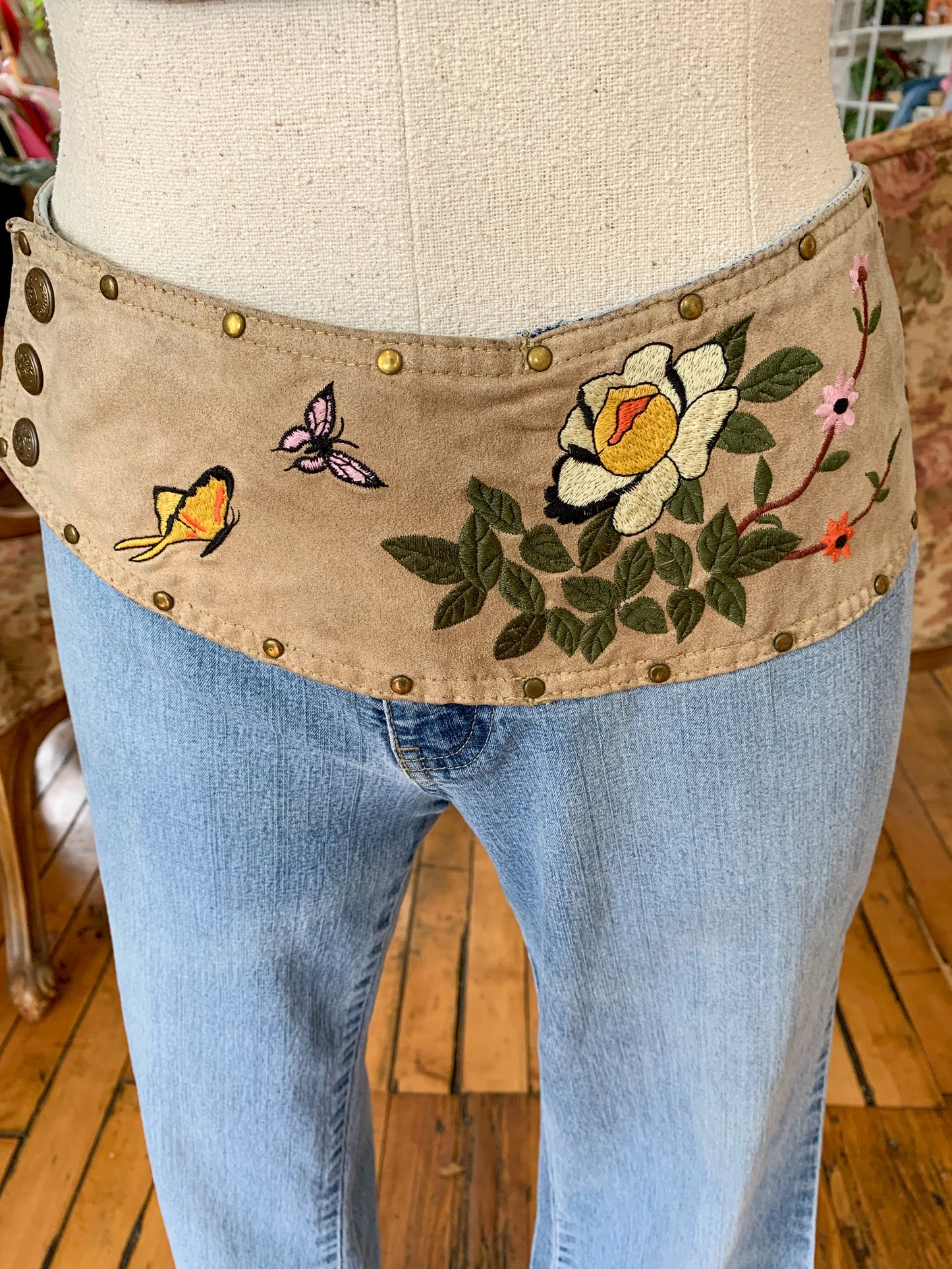 Angels Low Rise Embroidered Bell Bottoms Jeans