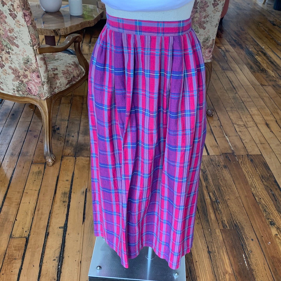 L.L. Bean Plaid Midi Skirt
