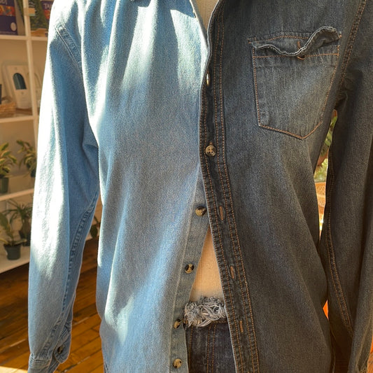 Shorts by Sav two-toned denim button-up shirt in size XS — view 2