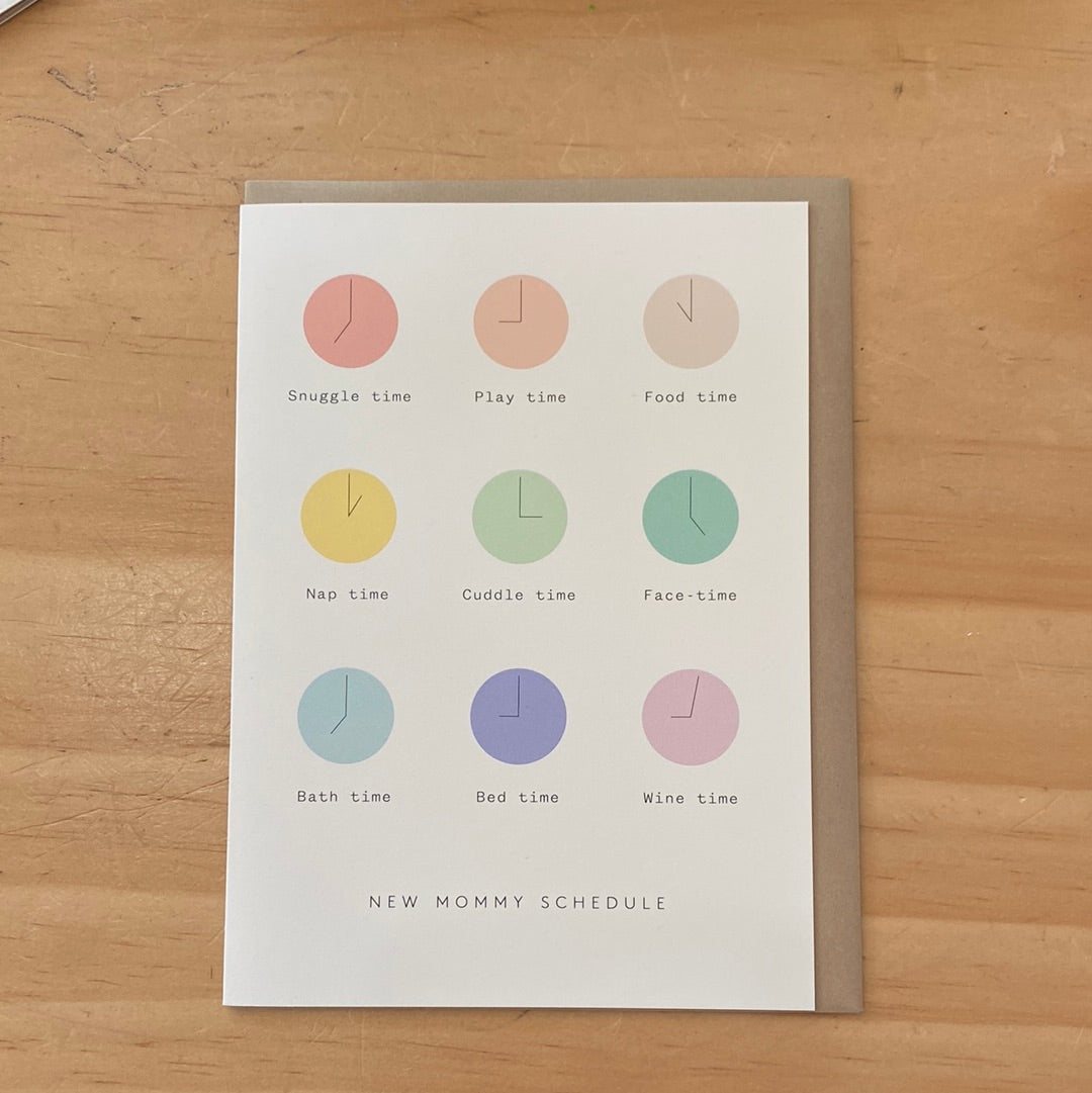 New Mommy Schedule Card
