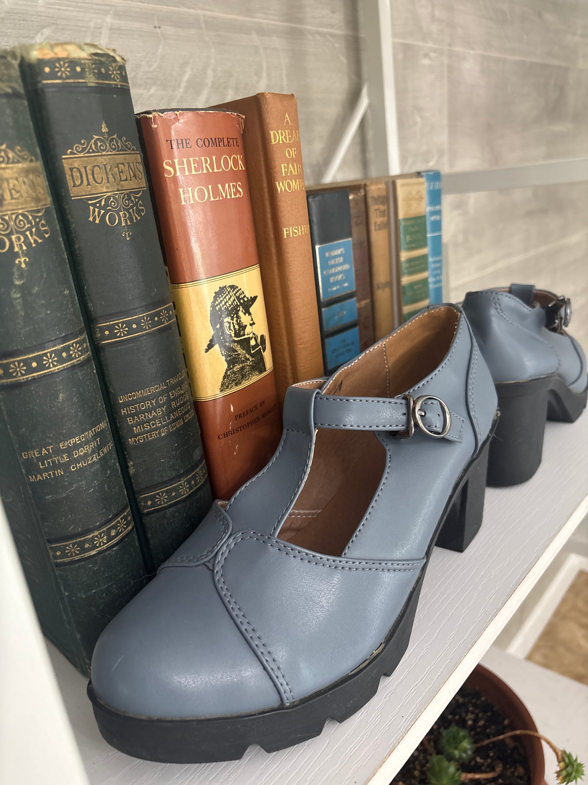 Dadawen light blue Mary Janes — vintage-style strap shoes