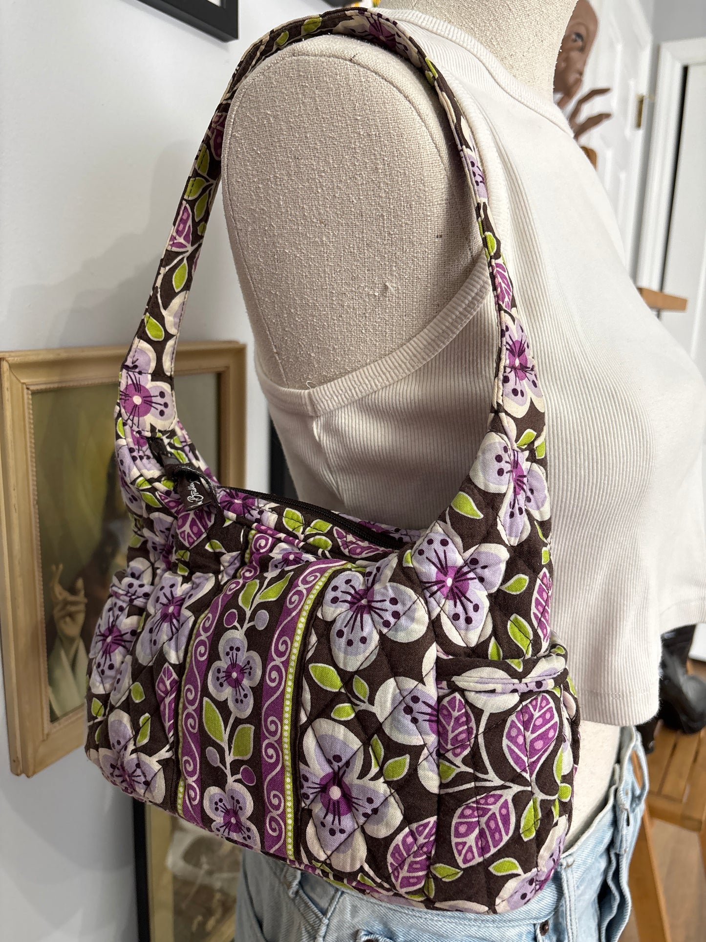 Vera Bradley shoulder bag in the retired Plum Petals print from 2011 — view 2