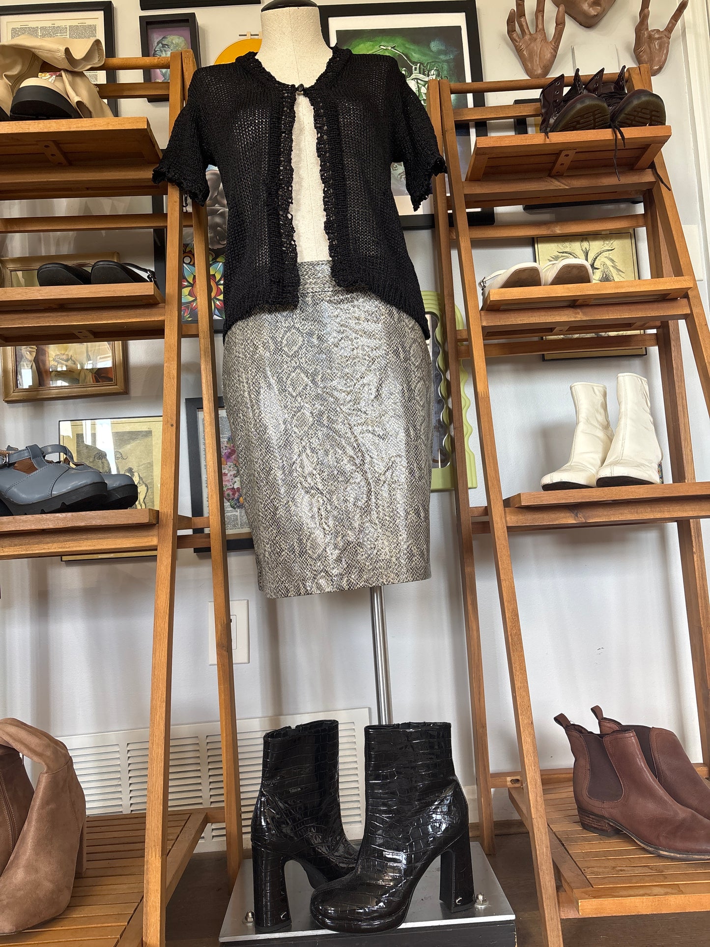 Y2K Xhilaration faux snake skin skirt