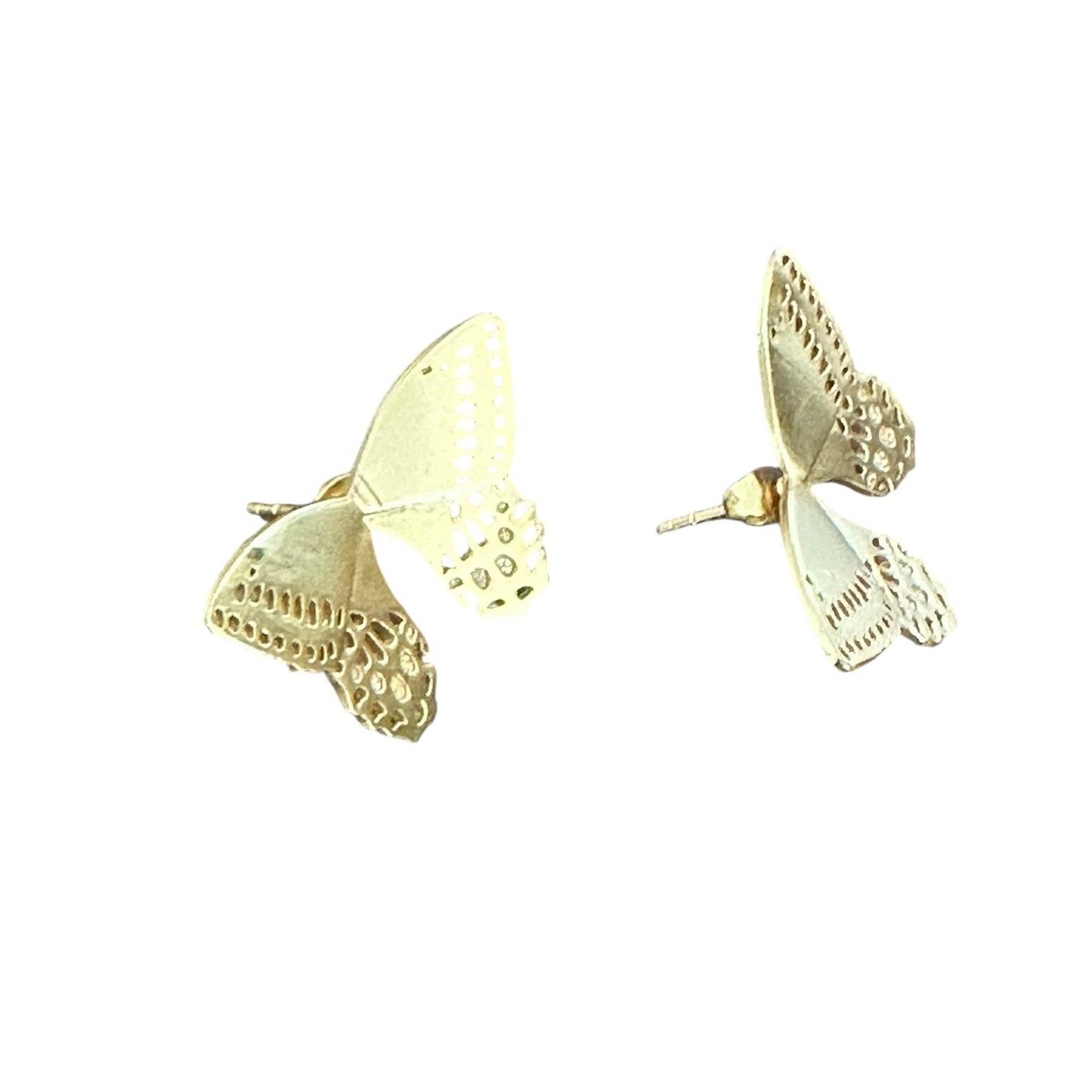 Fluttering butterfly gold stud earrings by Anokhi Green, view 4
