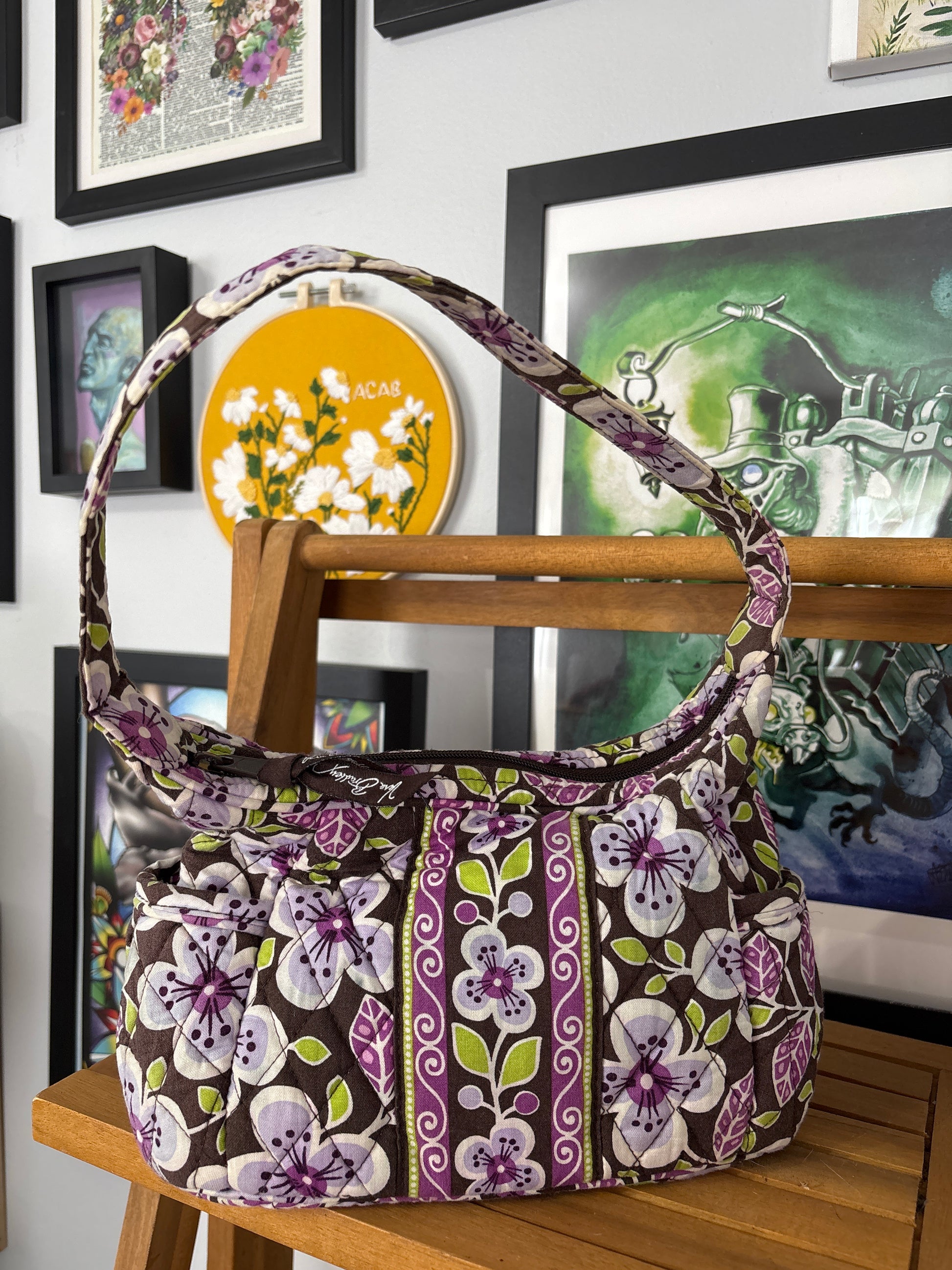 Vera Bradley shoulder bag in the retired Plum Petals print from 2011 — view 3
