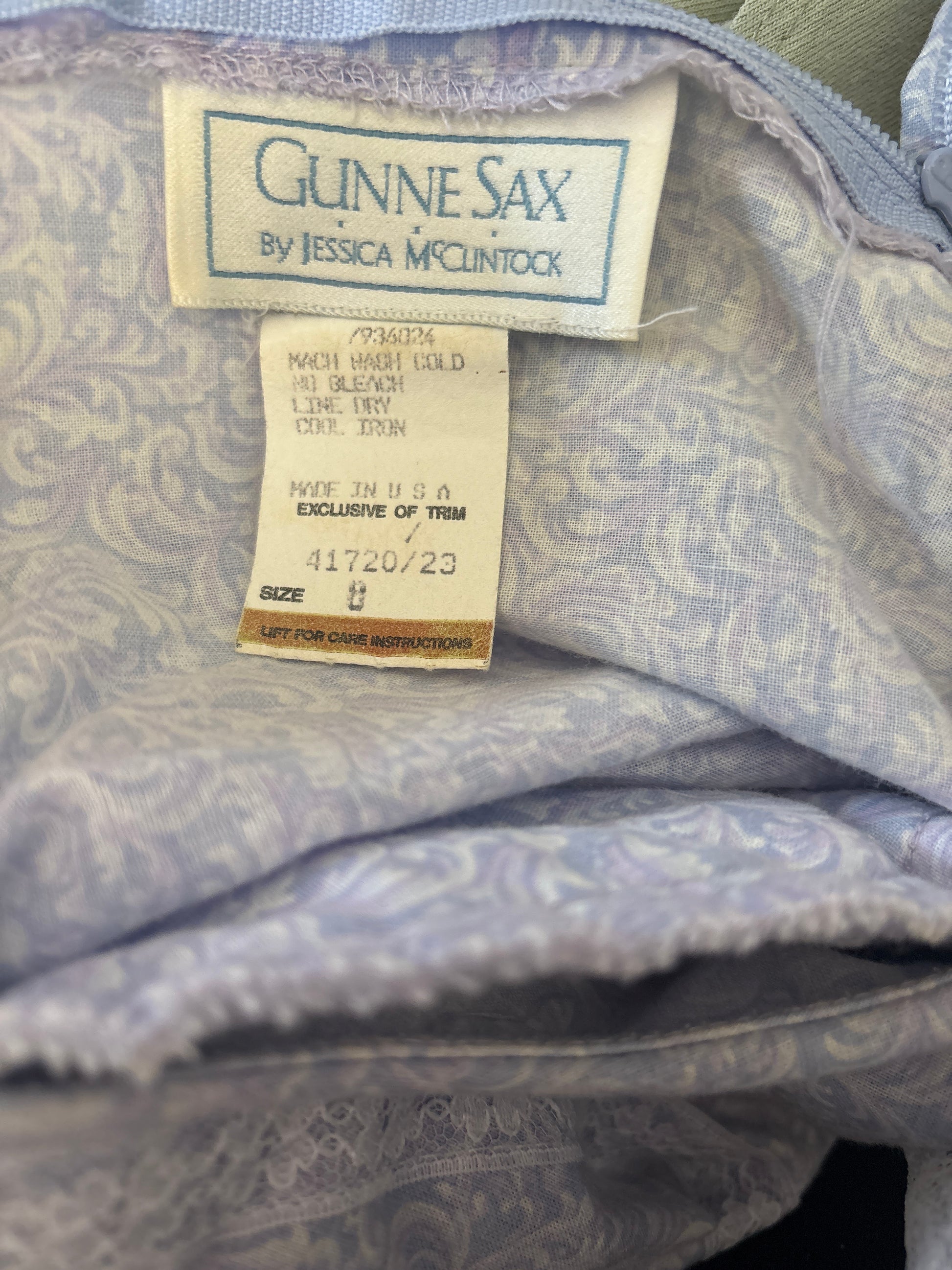Vintage Gunne Sax tea length prairie dress in light blue, view 4