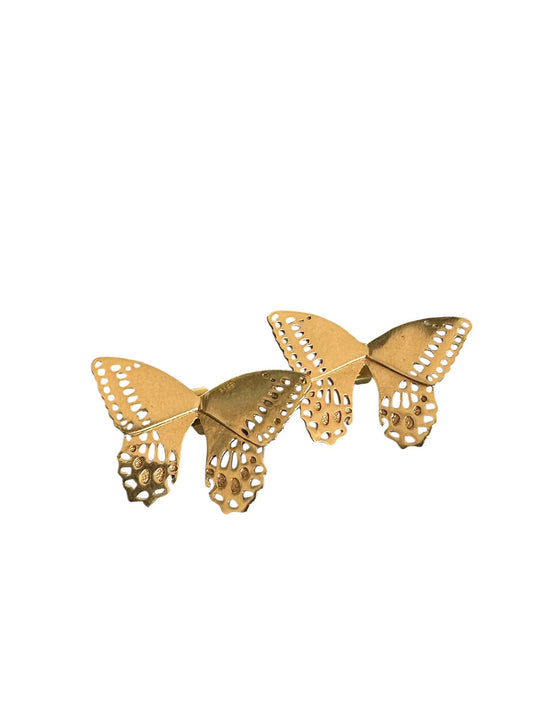 Fluttering butterfly gold stud earrings by Anokhi Green