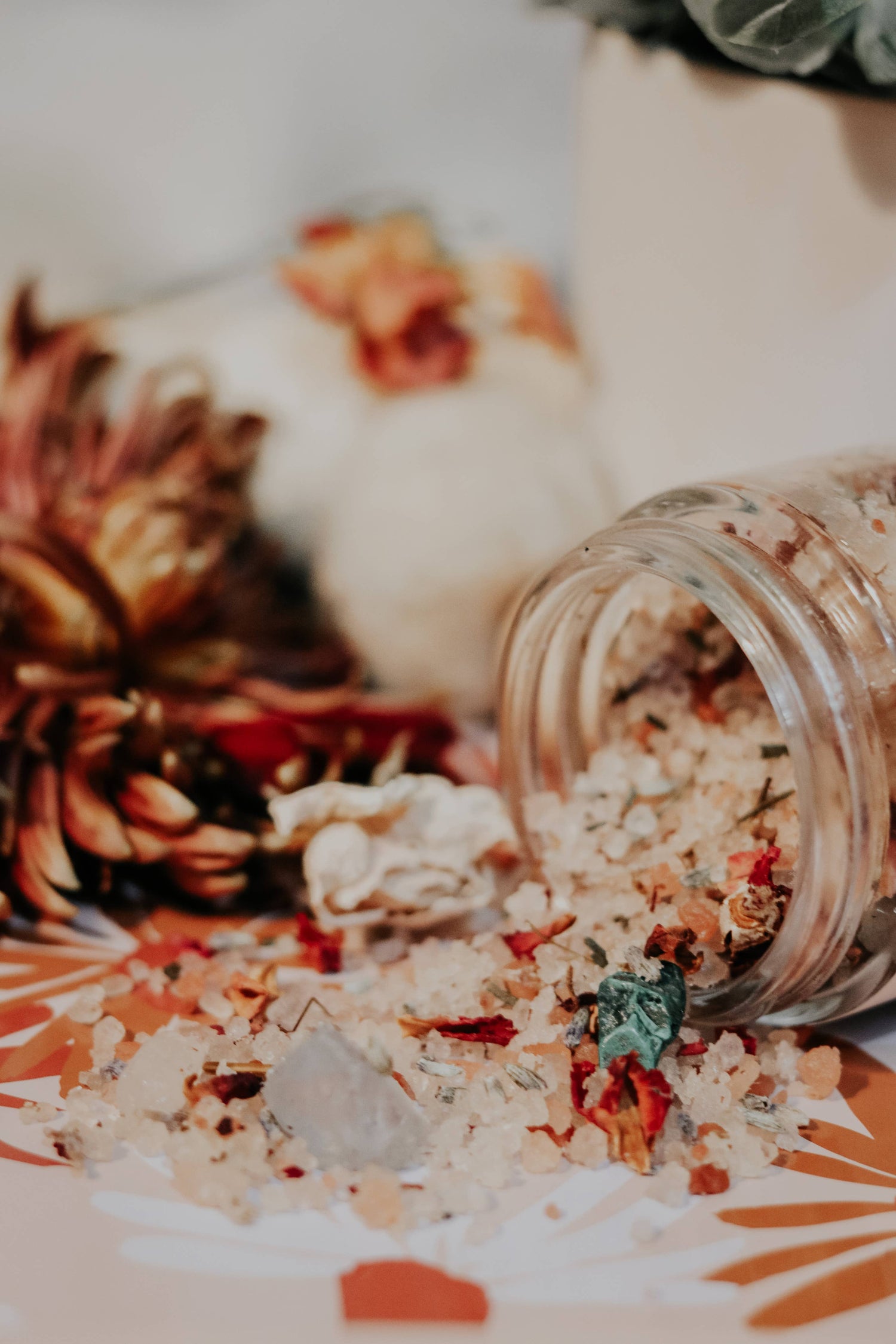 Full Moon bath soak by Andi Aesthetics with salts, petals, essential oils, and crystals