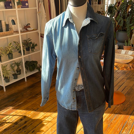 Shorts by Sav Two Toned Denim Button up
