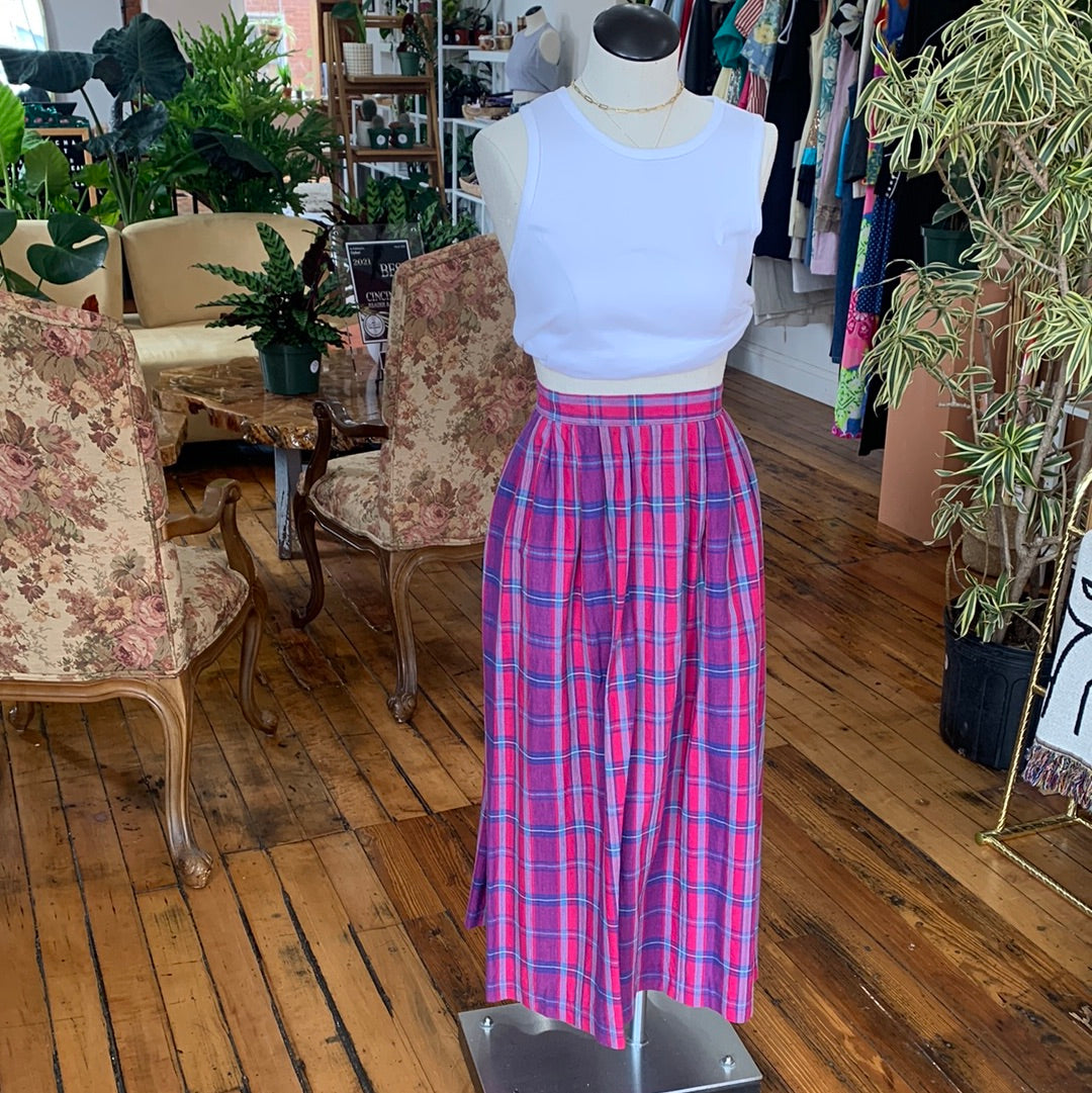 L.L. Bean Plaid Midi Skirt