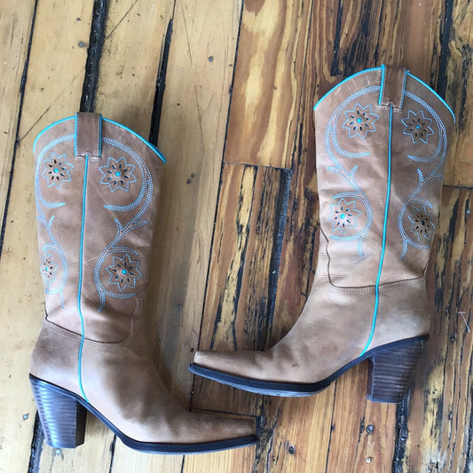 Franco Sarto turquoise cowboy boots