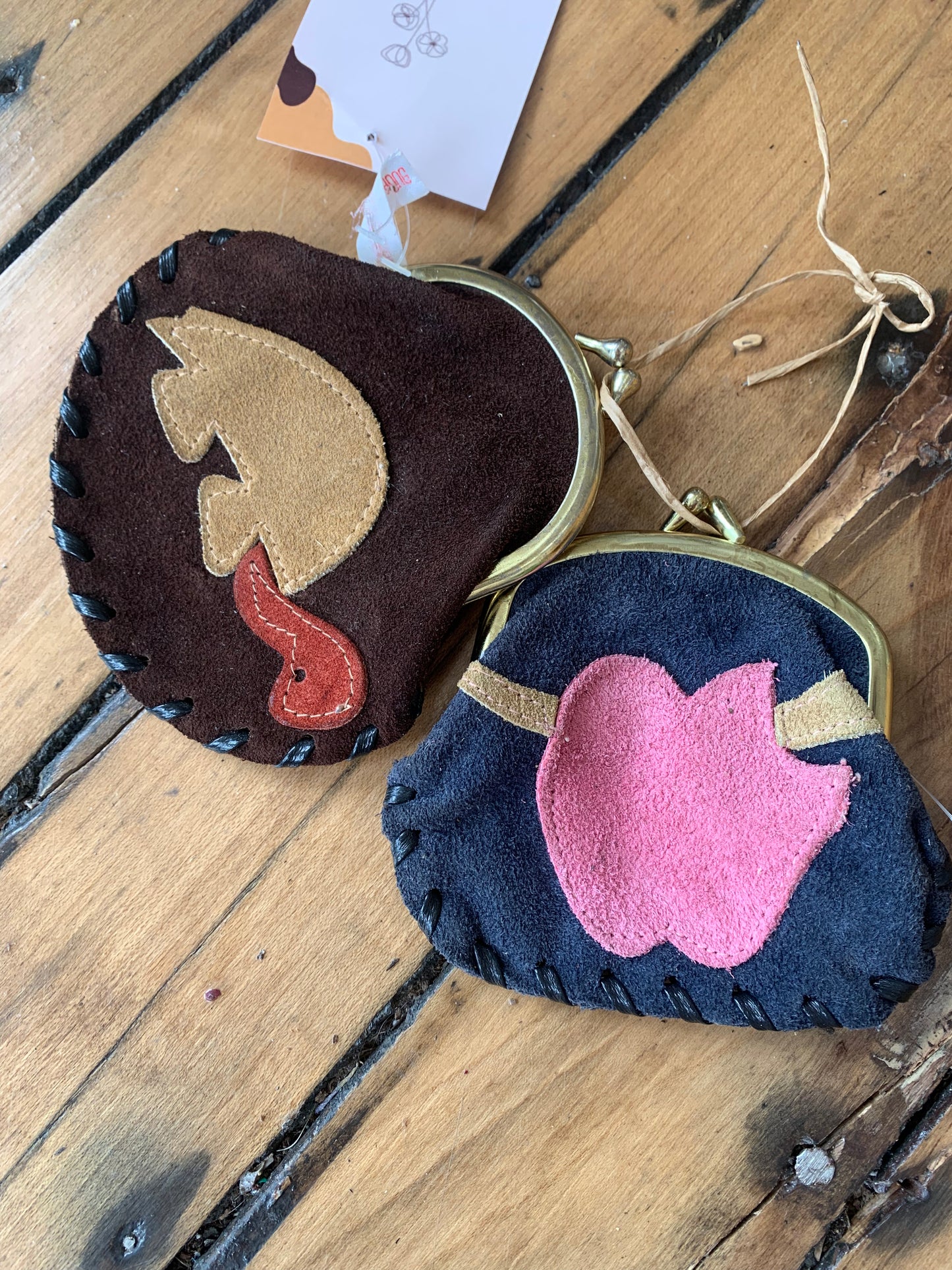 Suede Turtle with Apple Change Purse Set