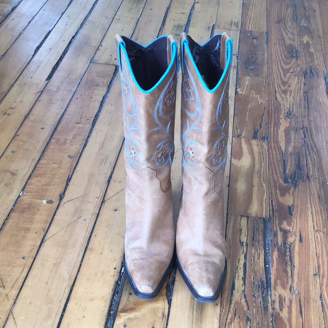 Franco Sarto turquoise cowboy boots