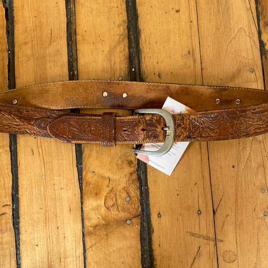 Leather Western Belt (Brown)